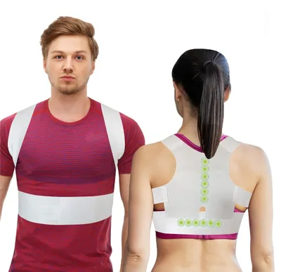 Produktbild von Rückenstütze, verstellbar und bequem, reduziert Rücken- und Nackenschmerzen, für Männer und Frauen