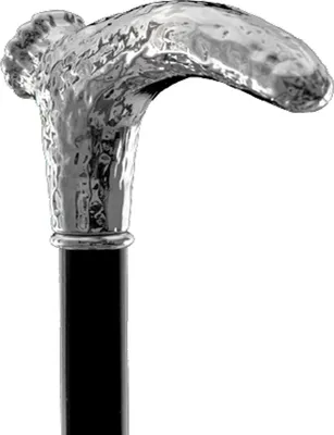 Produktbild von Eleganter Gehstock mit Griff Krücke Hirsch mit Silber bezieht - Spazierstock zur Hochzeit oder Feier - H. 93 cm