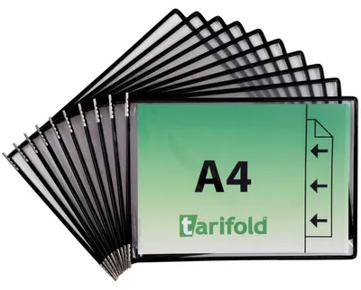 Produktbild von tarifold Sichttafeln mit 5 Aufsteckreitern DIN A4 quer schwarz, Öffnung oben, 20 St.