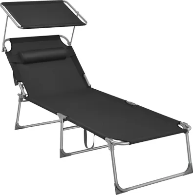 Produktbild von SONGMICS Gartenliege, groß, klappbarer Liegestuhl, 200x71x38cm schwarz