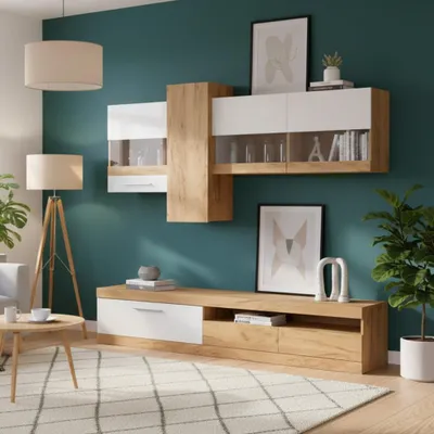 Immagine prodotto di Parete attrezzata rovere e bianco Tokio 235x44,1x195h