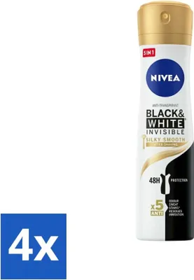 Productafbeelding van NIVEA Deodorant Spray Black & White, zijdezacht, 150 ml - Voordeelverpakking - 4 stuks