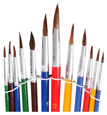Produktbild von 12 tlg. Malpinsel Set | rund, Aluminium, versch. Größen | Ziegenhaar