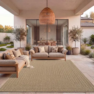 Produktbild von TT Home Outdoor Teppich Wetterfest Garten Schlafzimmer Flur Natürlicher Sisal Look Geometrisches Boho Design Modern Unifarben Größe 200x290 cm