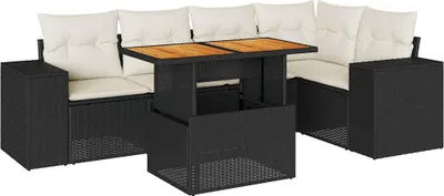 Immagine prodotto di vidaXL Set di divani da giardino a 6 pezzi con cuscini in rattan nero