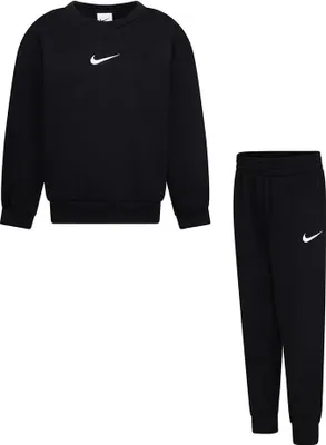 Produktbild von Nike Kids Essential Fleece Crew Langarm-set Schwarz 6-7 Years Jungen,Mädchen Schwarz 6-7 Years