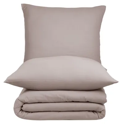 Mousselin Bettwäsche-Set 220x200 cm, taupe, 100% Baumwolle