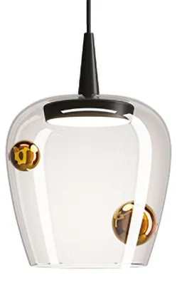 Image de Zafferano Suspension Bilia 18 Led 8W 3000K En Verre Borosilicate Soufflé Couleur Noir Et Bronze Pour Éclairage D'Intérieur Design