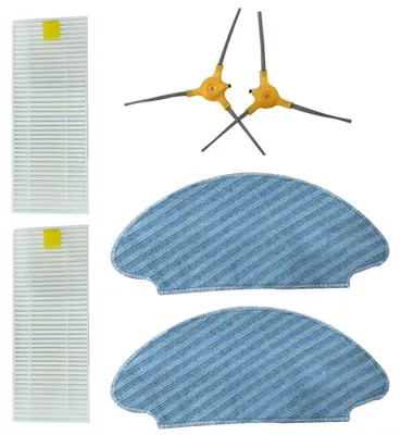 Staubsauger-Ersatzteile, 2 Seitenbürsten + 2 Filter + 2 Tücher