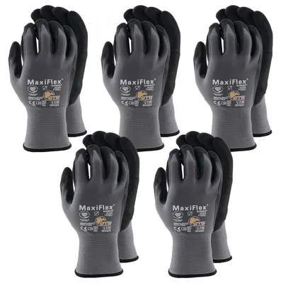 Immagine prodotto di Guanti ATG MaxiFlex: guanti di protezione Ultimate, guanti da montaggio, guanti da lavoro, traspiranti, in microspuma di nitrile, grigio/nero, taglia 11 - 5 paia