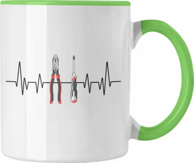 Produktbild von Trendation - Werkzeug Herzschlag Tasse Geschenk für Handwerker Hausmeister Hobby Geschenkidee (Grün)