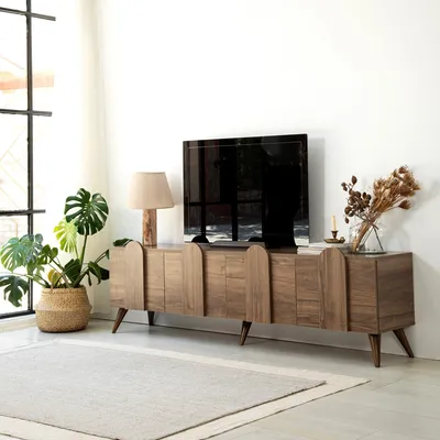 Produktbild von Skye Decor, New Line - Walnut v2, TV-Ständer, 100 % MELAMINBESCHICHTETE SPANPLATTEN, Nussbaum, 180 x 35 x 50 cm
