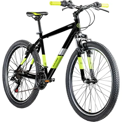 Immagine prodotto di Galano GA260 Mountain bike da 26 pollici, 160–185 cm, MTB hardtail, 21 marce, freni a V, per donna, uomo e ragazzi (unisex), colore: nero/verde, misura telaio: 46 cm