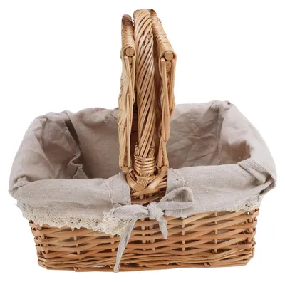 Image de Panier de pique-nique en osier avec doublure amovible et poignée de couvercle