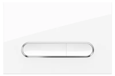 Produktbild von Drückerplatte Weiß Glanz mit Chrom Umrandung Kompatibel zu Geberit Duofix Sigma / DELTA 2 Mengenspülung