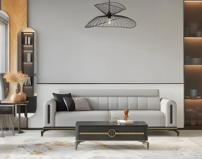 Productafbeelding van Tweezitsbank, stoffen bekleding, grijs, designbank, comfortabele bank