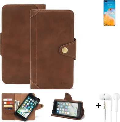 Produktbild von K-S-Trade Handyhülle Schutzhülle kompatibel mit Huawei P40 Pro+  Walletcase Bookstyle Schutz Case Hülle Wallet Flipcase Cover PolyurethanBraun inkl.