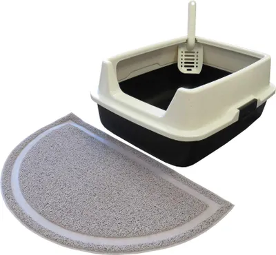 Produktbild von Sparpaket Katzentoilette Katzenklo MARCELLO mit extra hohem Rand und halbrunder Matte