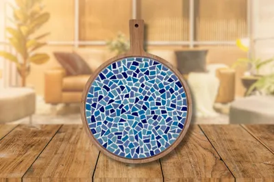 Image de Little Creations DIY plat de service rond mosaïque bleue set de bricolage