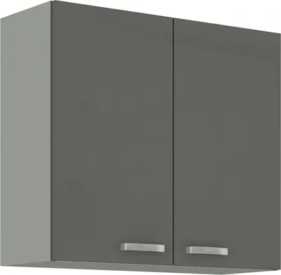 Produktbild von ROSE Hängeschrank, Grau, 72 x 80 x 31 cm, Hochglanz, Spanplatte, 2 Türen, 2 Einlegeböden, zerlegt