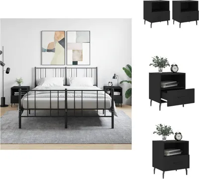 Produktbild von vidaXL Nachttische 2 Stk. Schwarz 40x35x47,5 cm Holzwerkstoff -  Nachttische