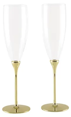 Produktbild von 2er-Set Champagnergläser aus Glas mit vergoldetem Metallfuß