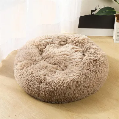 Immagine prodotto di Cuccia per cani, cuccia per gatti, forma a ciambella, peluche, 60 cm, imbottitura in fibra di cellulosa