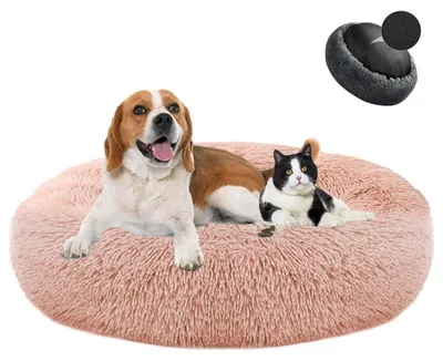 Obrázok produktu pre Posteľ pre psa Donut, plyšová, umývateľná, mäkká, pre psov a mačky, priemer 40 cm, ružová