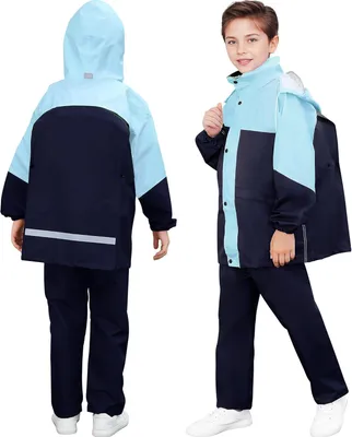 Obrázok produktu pre pršiplášť 8-14 rokov, unisex, vodotesný, s kapucňou a reflexnými prvkami, na vonkajšie aktivity