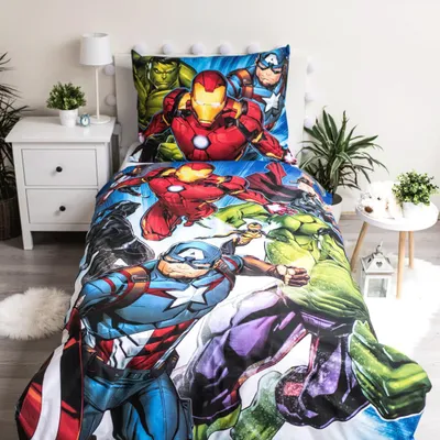 Image de JERRY FABRICS Lin inclus Avengers Brands 02 Coton, 140/200, 70/90 cm