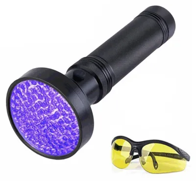 Obrázek produktu pro UV svítilna Detektor moči domácích zvířat Černé světlo 100 LED 395NM Černé světlo s UV slunečními brýlemi Ruční detektor pro psy a kočky Suché skvrny Štěnice Skorpion Detektor měny