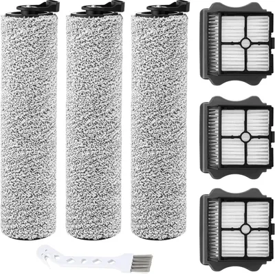 Produktbild von iFloor 3 Ersatz-HEPA-Filter und Bürstenrolle Kompatibel mit Tineco iFloor 3 und Floor One S3 Akku-Nass-Trocken-Staubsauger (3 Bürstenrollen und 3 Staubsaugerfilter)