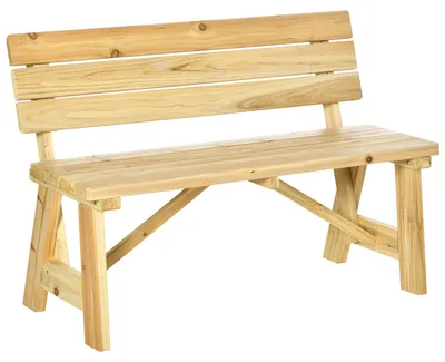 Produktbild von 2-Sitzer Gartenbank Holz, wetterfest Sitzbank, UV-Beständig Gartenmöbel mit Rückenlehnen, Parkbank 220kg belastbar, Balkonbank, Holzbank für Balkon Terrasse, Garten, 116 x 56 x 80 cm, Natur