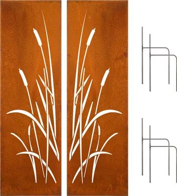 Produktbild von Edelrost Garten Sichtschutz 2er Set Schilf, Wand, Rost, Paneele Metall 2x 160x50 cm