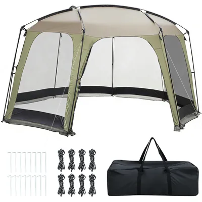 Immagine prodotto di Tenda pop-up COSTWAY per 6-8 persone, tenda da campeggio portatile con parete in rete e borsa da trasporto, protezione solare, tenda a lancio con ventilazione a 360°
