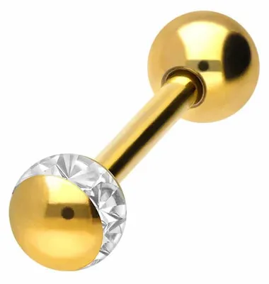 Produktbild von Zungenpiercing, Intim-Piercing Chirurgenstahl Barbell EPOXY-RING- + CHIRURGENSTAHL-KUGEL Gold Stablänge: 10mm