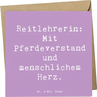 Produktbild von Mr. & Mrs. Panda Glückwunschkarte Spruch Reitlehrerin Herz - Lavendeltraum - Geschenk, Reitausbildung, faltkarte, doppelkarte, anlasskarte, Reitstunde, Berufe, Reitsport