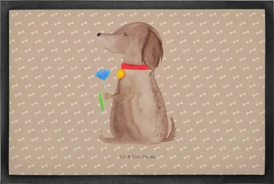 Produktbild von Mr. & Mrs. Panda Schmutzfänger Hund Blume 50 x 75 cm - Hundeglück - Geschenk, Fussmatte, Sprüche, Bodenvorleger, Hundeliebe, Süß, Schmutzmatte, Schuhabstreifer, fußmatte