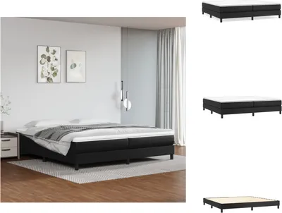 Image de vidaXL Lit Boxspring Noir 200x200 cm Similicuir - Lits et Sommiers
