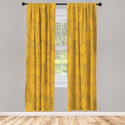 Produktbild von ABAKUHAUS Geometrisch Vorhänge 2 Panel Set für Wohnzimmer Schlafzimmer Nachbildung, Verschiedene Große Kreise Und Runden Einfache Art Grafik Druck Shabby Startseite, 150 cm x 225 cm, Orange Schwachgrau