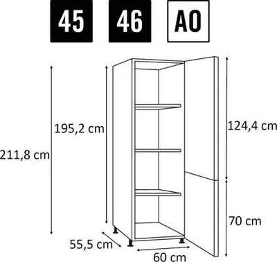 Produktbild von PICCANTE Smart Bodenpaket zu Hochschrank für 2 Drehtüren SOFT WHITE Clickmontage Nr. 46""