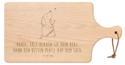 Produktbild von Mr. & Mrs. Panda Brett Hund Liebe - Transparent - Geschenk, Frühstücksbrett, Hackbrett, Frühstücksbrettchen, Sprüche, Holzbrett, Schneidebrett, Hunde, Herz