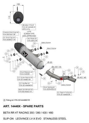 Image de Tuyau de raccordement LeoVince, pièce de rechange 1476, compatible avec les modèles LeoVince 14448X