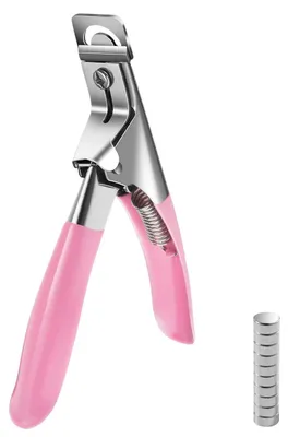 Productafbeelding van Nagelknipper voor kunstnagels, roestvrij staal, roze, met 10 magneten