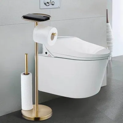 Produktbild von Toiletpapierrolhalter mit Telefonlade, freistehend, roestvriestalen Basis, 304-Stahl.