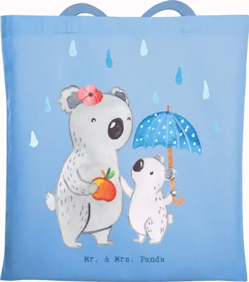 Produktbild von Mr. & Mrs. Panda Schultasche Tagesmutter Herz - Sky Blue - Geschenk, Tasche, Shopping, Laptoptasche, Tote Bag, totebag