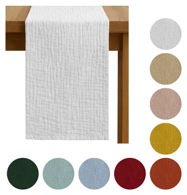 Produktbild von Zarter MUSSELIN-TISCHLÄUFER, weiß 40×275 cm