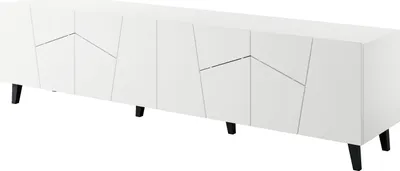 Produktbild von TV Schrank ETOS 200 cm 4D WEIß MATT mit Schwarze Beine 4 Türen Lowboard TV Stand TV Tisch Sideboard Kommode MDF Hi-Fi Tisch Modern Glamour, Moderner Stil