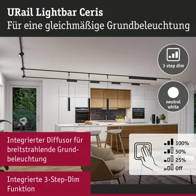 Produktbild von Paulmann Ceris, Schienenlichtschranke, Nicht austauschbare(s) Leuchtmittel, LED, 9,5 W, 4000 K, Schwarz