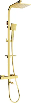 Produktbild von Mexen CQ45 Badewannen-/Brausegarnitur mit Kopfbrause und Thermostatmischer, Gold - 779104595-50